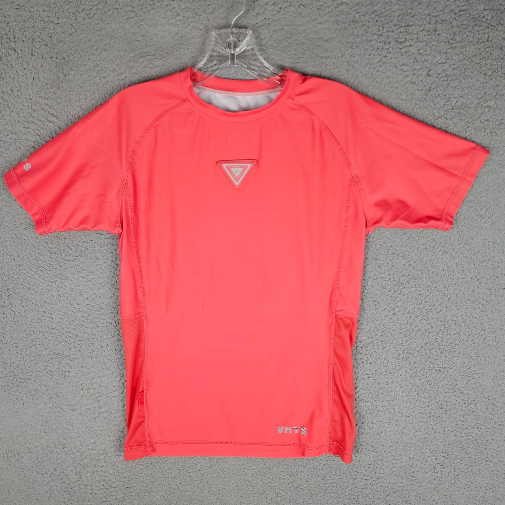 VHTS Rash Guard Mens Small Coral Short Sleeve Compression BJJ MMA Training Top